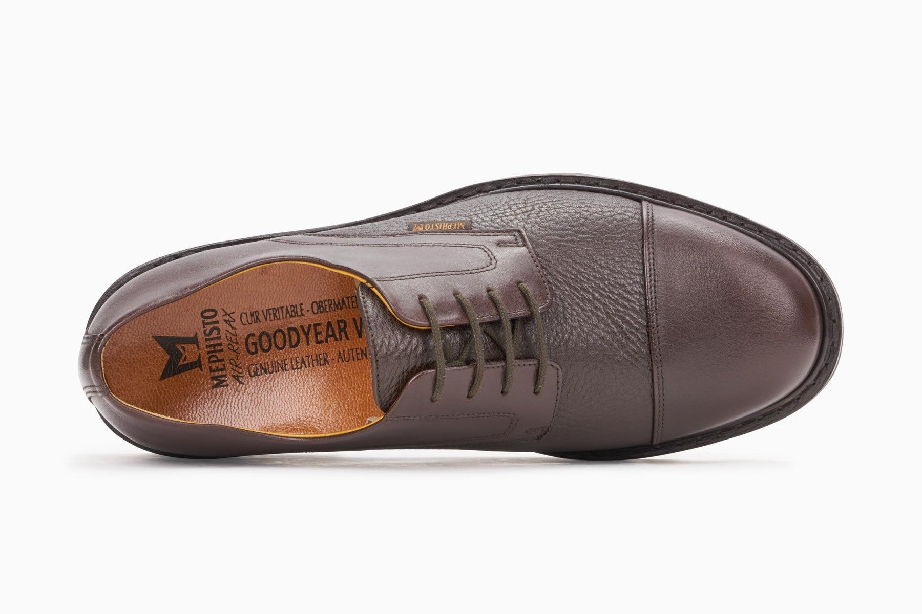 Mephisto Men's Melchior Dark Brown Smooth / Dark Brown Grain 9051/451 cap toe dress oxford top view